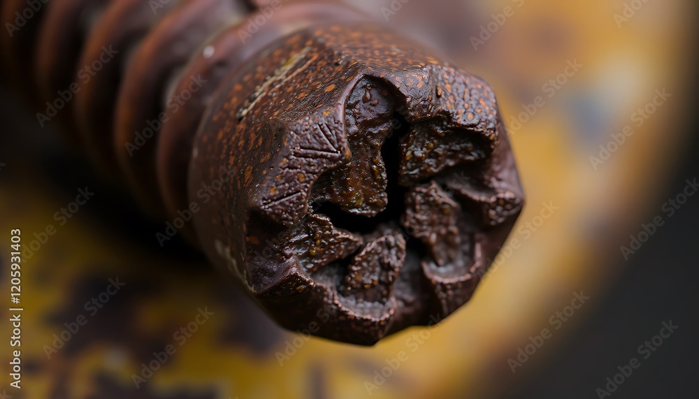 Poster closeup of a rusted metal object with intricate detailing
