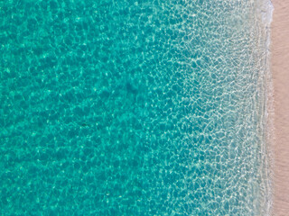 Aerial view of turquoise beach in the Bahamas