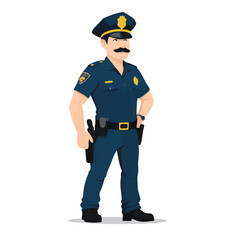 Cartoon Police Officer in Uniform - Vector Illustration