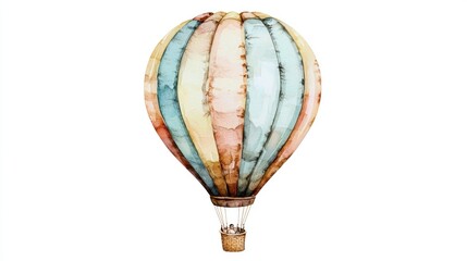 Obraz premium Colorful Hot Air Balloon Floating in a Clear Blue Sky
