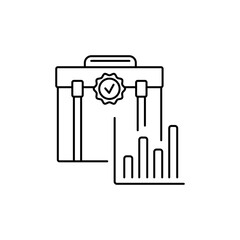 Outline Briefcase with Chart Icons symbolize investment portfolios.