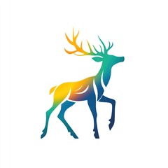 Obraz premium Colorful deer logo, nature, wildlife, design, symbol, graphic, illustration, branding, background white, nature concept