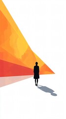 Obraz premium Solitary Figure in Abstract Landscape: A Visual Poem of Introspection and Journey
