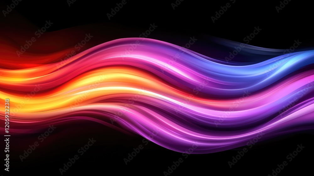 Poster dynamic color waves abstract art digital background vibrant environment horizontal view modern aesth