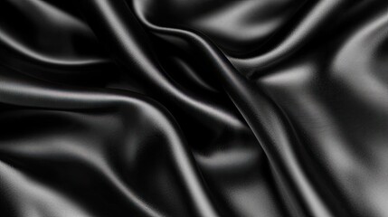 Obraz premium Draped Black Silk Fabric Showing Soft Curves And Texture