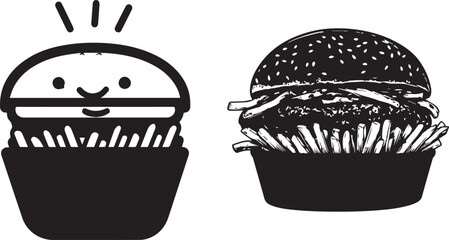 Set of Burger silhouette vector