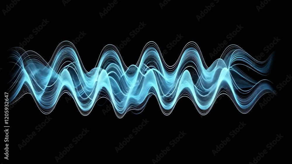 Poster visual representation of sound waves illustrating frequency and amplitude in a digital format