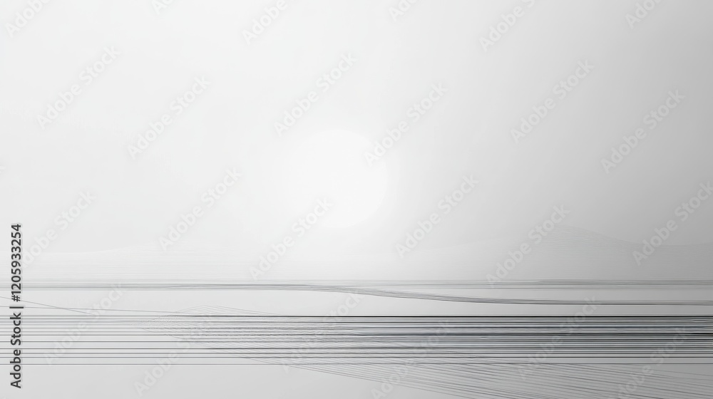 Poster abstract minimal design featuring thin geometric lines over a soft gradient background, focusing on 