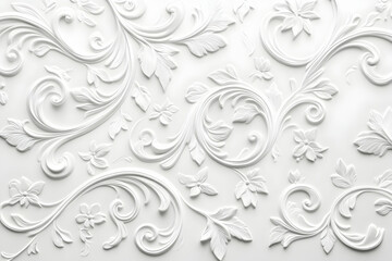White background with an elegant embossed pattern, white wallpaper texture, 