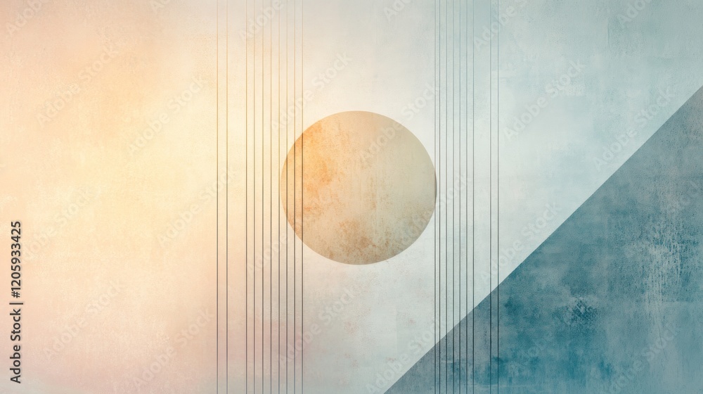 Aufkleber abstract minimal design featuring thin geometric lines over a soft gradient background, focusing on 
