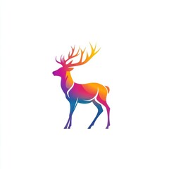 Colorful deer profile, nature symbol, white background, logo design, wildlife
