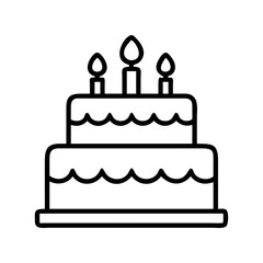 birthday cake icon, birthday cake line art - simple line art of birthday cake, perfect for birthday cake logos and icons