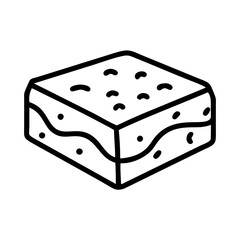 brownie icon, brownie line art - simple line art of brownie, perfect for brownie logos and icons