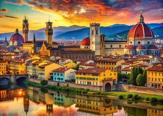 Obraz premium Florence Landmark Collage: Iconic Italian Architecture & Cityscapes