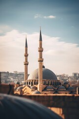 Fototapeta premium Beautiful view of the mosque architecture, Islamic building
