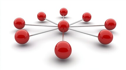 Fototapeta premium Abstract Connections with Red Spheres and Lines Representing Network Structure and Interconnectedness in Design
