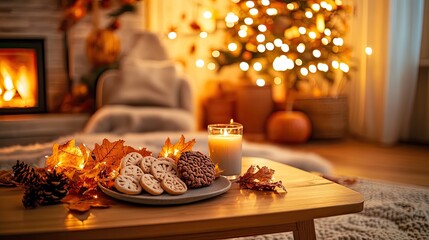Cozy Autumn Evening With Cookies And Candlelight