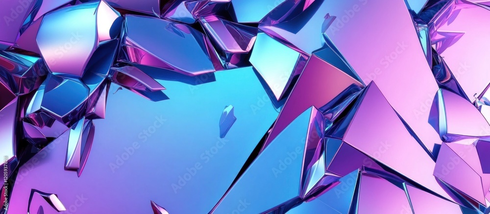 Aufkleber abstract pattern with broken geometric lines and fragmented shapes, cool blues and purples blended i