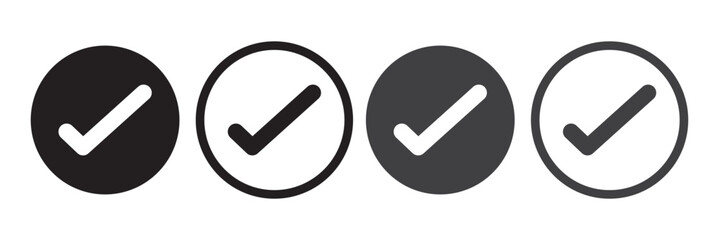 Checkmark icon. Blue check mark vector set. Checked checkbox sign. Approved symbol. Isolated v checkmark icon.