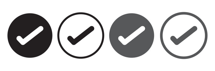 Checkmark icon. Blue check mark vector set. Checked checkbox sign. Approved symbol. Isolated v checkmark icon.