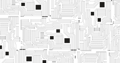 Abstract grey circuit pattern on white technology futuristic background.