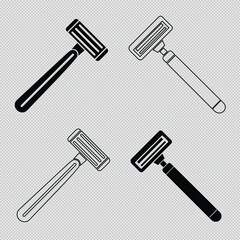 razor vector graphics in sharp silhouette and clean line art designs. Ideal for grooming product branding, beauty projects, and hygiene-related materials