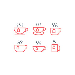 Cup tea icons set vector illustration.