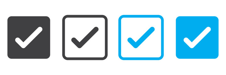 green check mark icon, check box icon set. circle and square. tick box symbol in green with correct, accept checkmark icons , check list circle frame - checkbox symbol vector sign