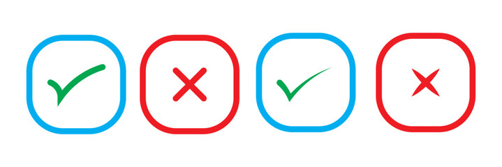 green check mark icon, check box icon set. circle and square. tick box symbol in green with correct, accept checkmark icons , check list circle frame - checkbox symbol vector sign