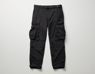Stylish black cargo pants with multiple pockets, ideal for casual outings or outdoor adventures.