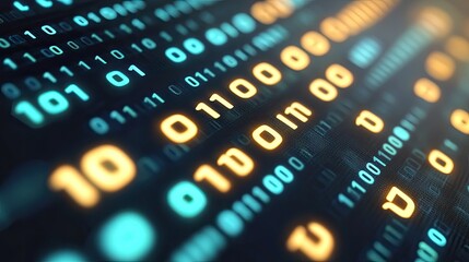 Obraz premium Binary Code Data Stream Digital Information