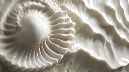 Elegant White Shell Carving Abstract Art Design
