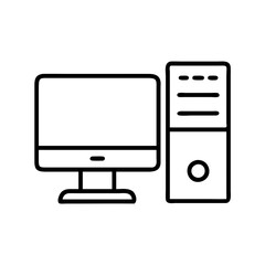 computer icon, computer line art - simple line art of computer, perfect for computer logos and icons