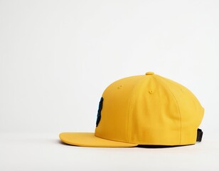 Fototapeta premium A vibrant yellow snapback cap featuring a cool design on the front.
