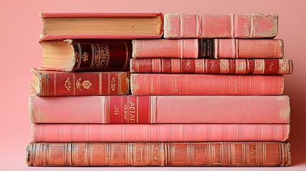 A Stack of Vintage Pink Books