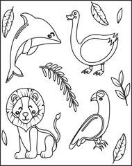 Big easter contour set isolated on a white background. Stock vector illustrations for decoration and design, children's books and coloring, stickers, fabrics, packaging, cards, Happy Easter, and more.