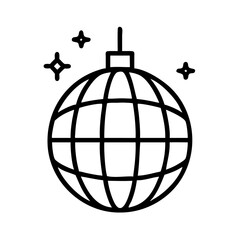 disco ball icon, disco ball line art - simple line art of disco ball, perfect for disco ball logos and icons