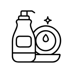 dish soap icon, dish soap line art - simple line art of dish soap, perfect for dish soap logos and icons