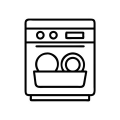 dishwasher icon, dishwasher line art - simple line art of dishwasher, perfect for dishwasher logos and icons