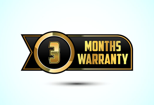 Luxury 3 months warranty label, badge, icon with gold and black color