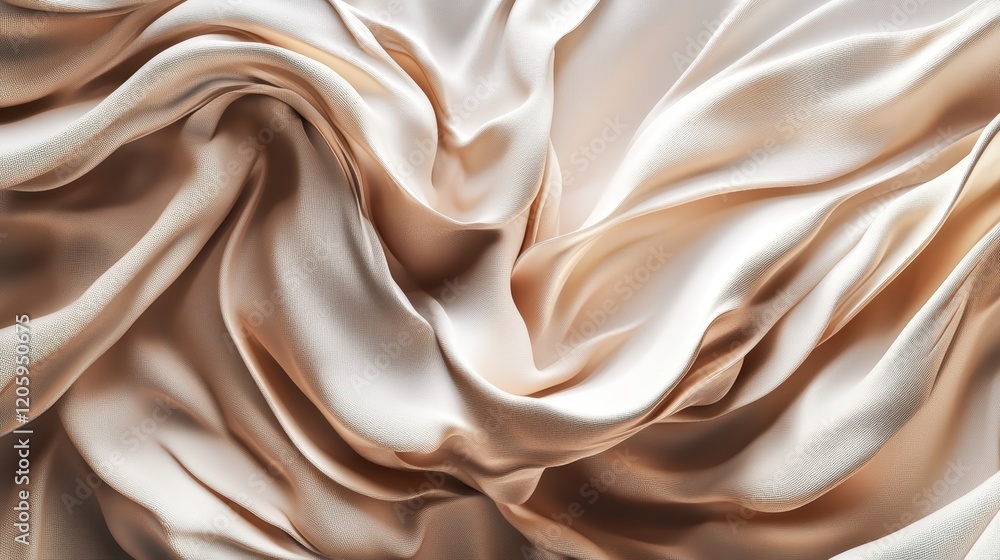 Poster beige abstract 3d design creating flowing waves on mocha mousse color background