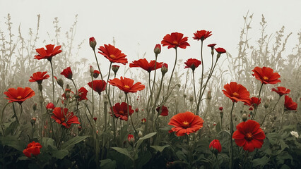 Obraz premium Beautiful summer day. Red poppy field.