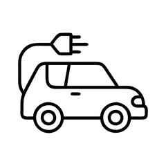 electric car icon, electric car line art - simple line art of electric car, perfect for electric car logos and icons