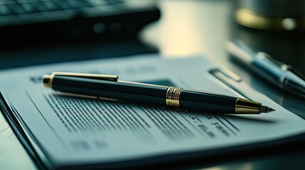 Fototapeta premium Elegant Pen Rests on Important Legal Document