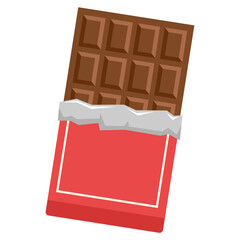 Vector Illustration of Chocolate Bar with Red Packaging