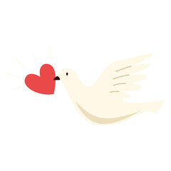 Illustration of a Dove Carrying a Heart