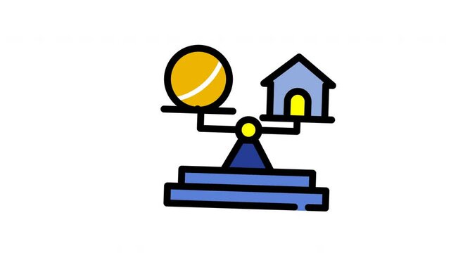Stability coin and house depict financial balance. Ideal for finance, investments, real estate concepts, and illustrating the concept of balance.
