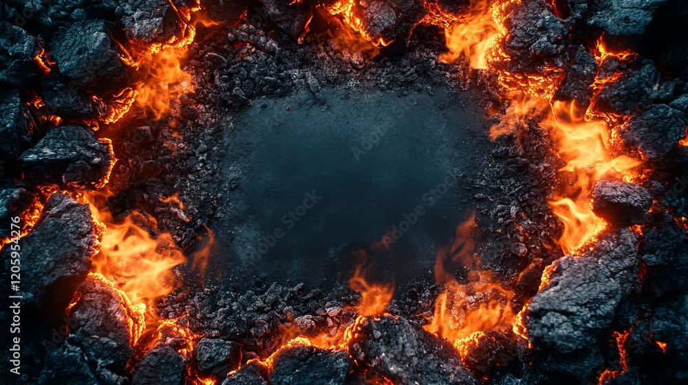 Aufkleber inviting fire pit surrounded by relaxing atmosphere with mysterious black hole at its center creatin
