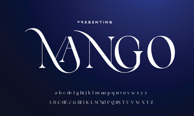 Luxury wedding alphabet letters font with tails. Typography elegant classic serif fonts and number decorative vintage retro concept for logo branding. vector illustration