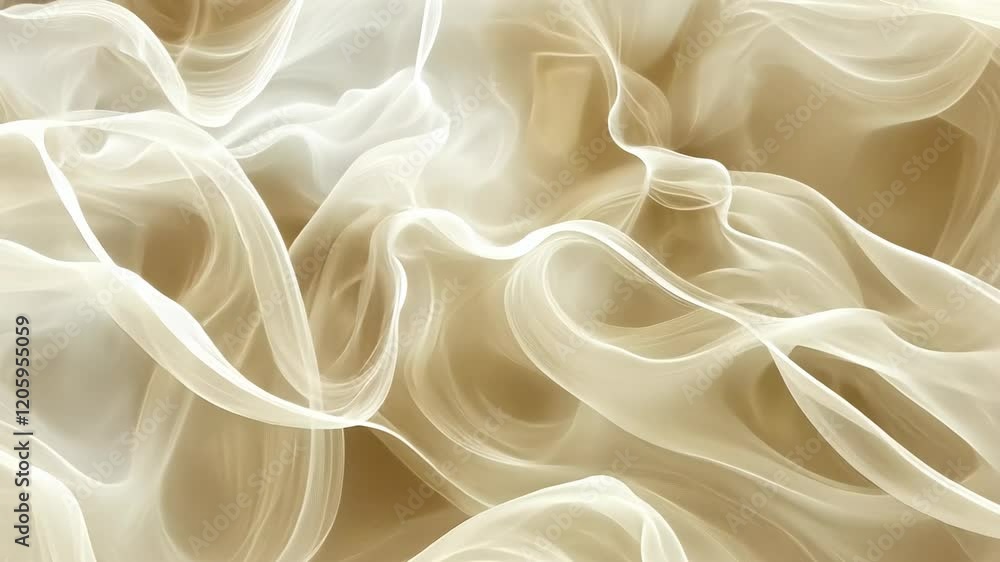 Aufkleber soft flowing fabric creates an elegant backdrop with gentle waves and warm tones in a serene setting